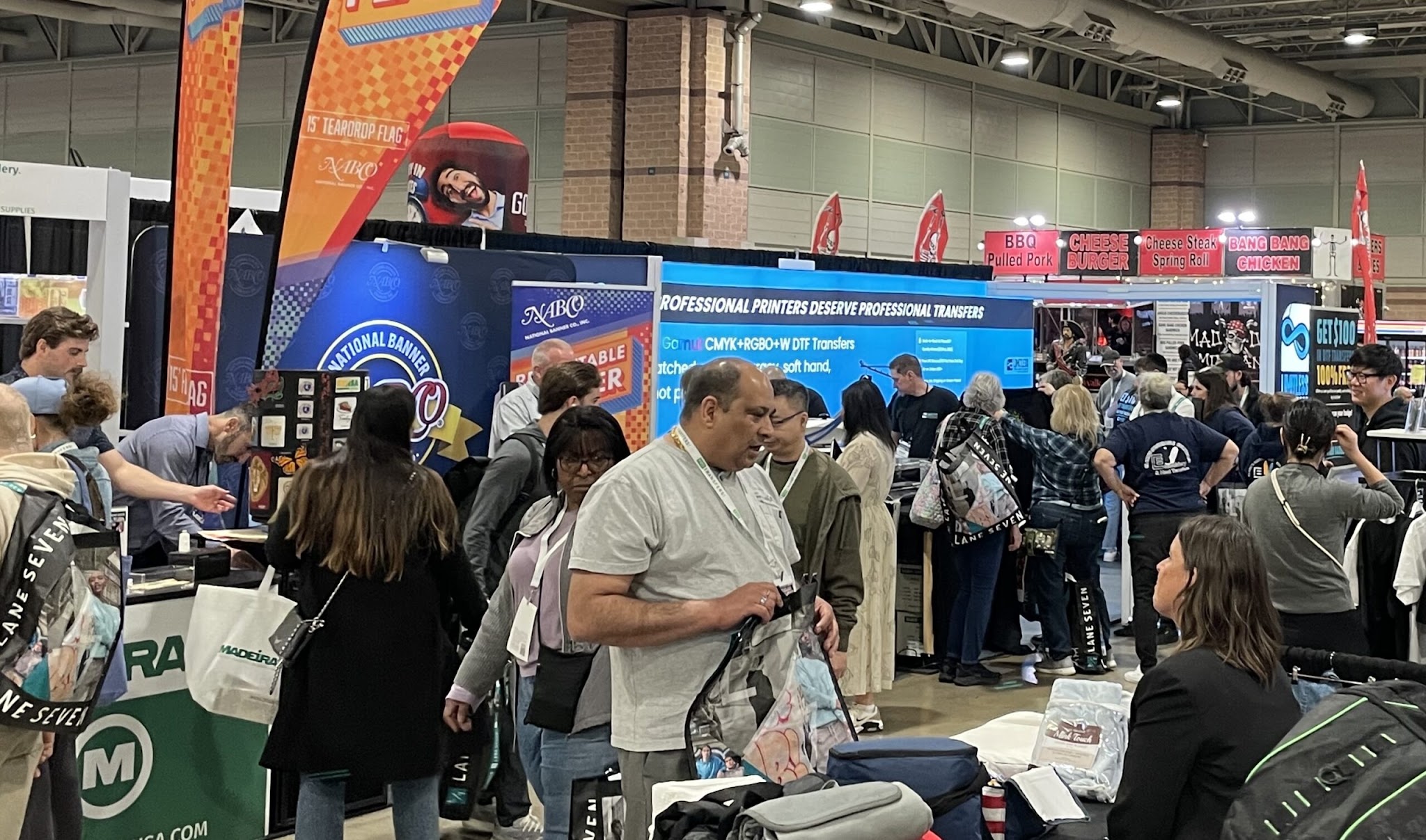 The Hatrick Sportswear booth at a regional trade show